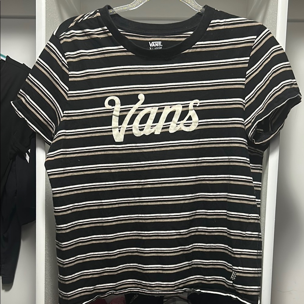 Vans Black and White Striped T-Shirt